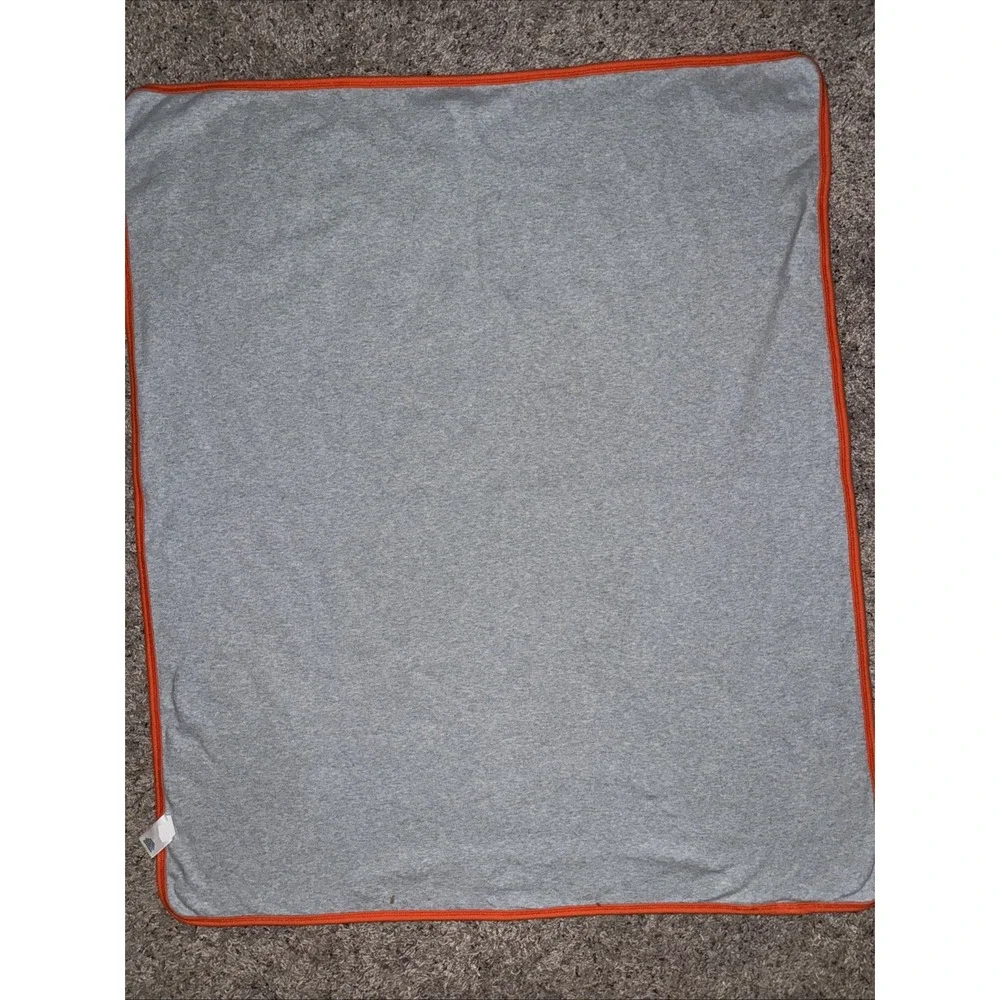 Vintage Old Navy 2001 Striped‎ Baby Blanket Orange Gray 36x32